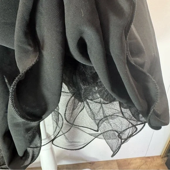 Black & Nude Dress Frilled Cocktail Party ModCloth Whimsigoth Chi Chi London 8 - Picture 10 of 16